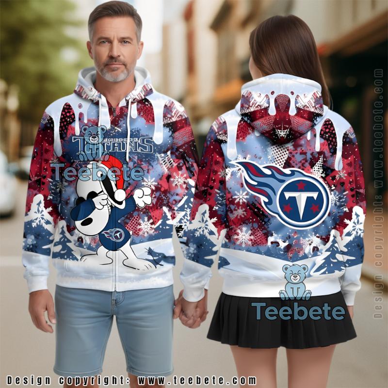 Tennessee Titans Christmas Snoopy Dabbing 3D Hoodie White Jacket