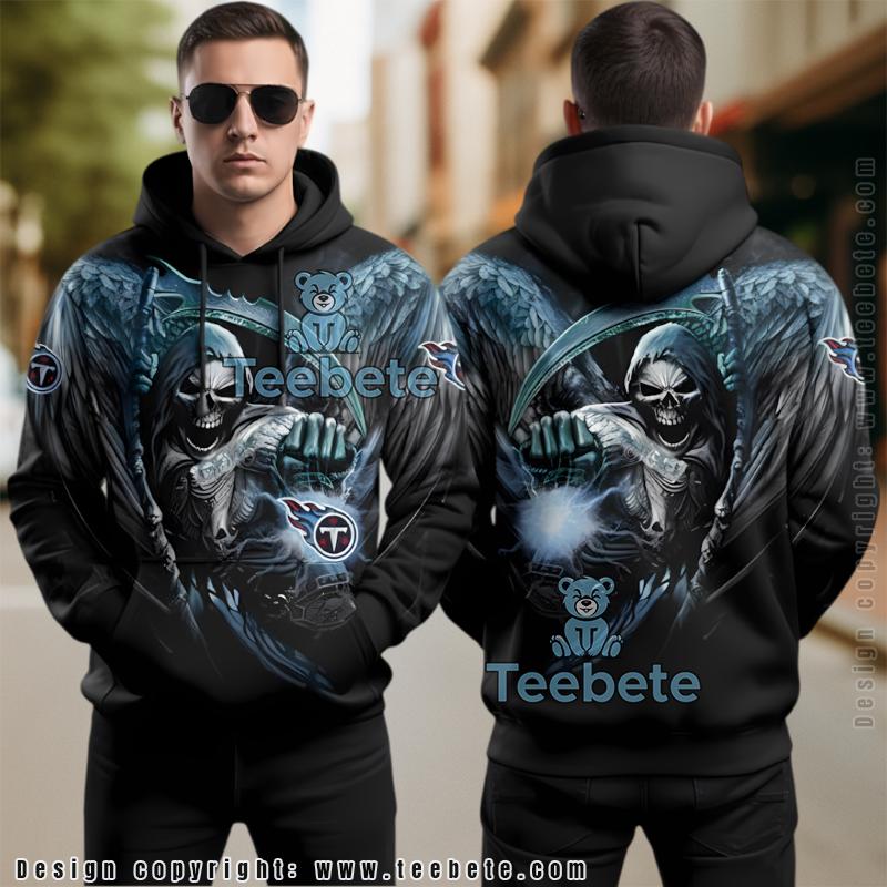 Tennessee Titans Death Holding Logo 3D Hoodie Black Novelty