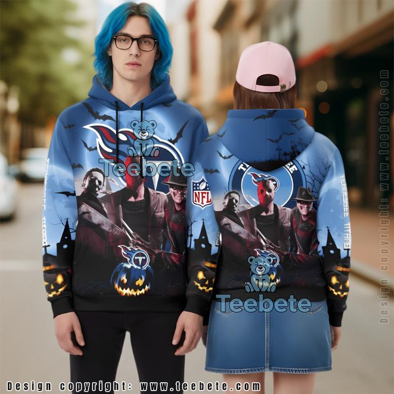 Tennessee Titans Halloween Killers Team 3D Zip Up Hoodie Blue