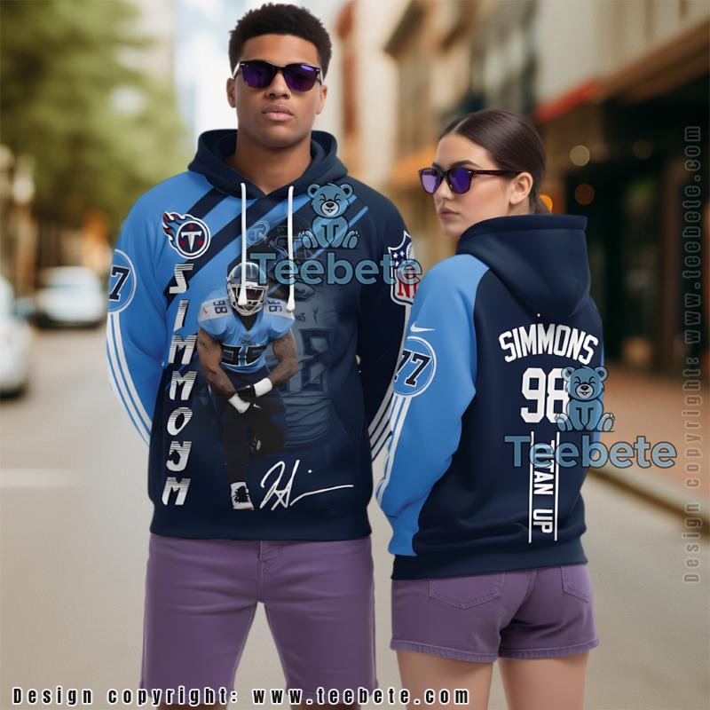 Tennessee Titans Jeffery Simmons Player 3D Hoodie Blue Art