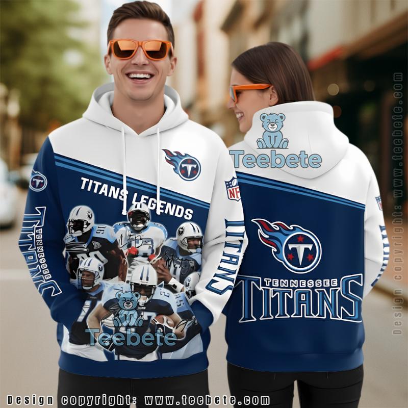 Tennessee Titans Legend Team 3D Hoodie White Blue Mens