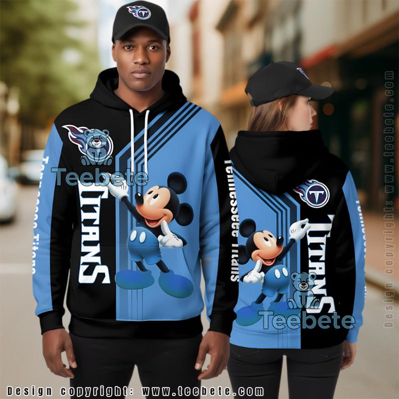Tennessee Titans Mickey Mouse 3D Hoodie Blue Printed
