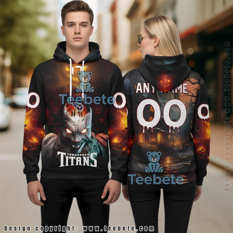 Tennessee Titans Pennywise Halloween Personalized 3D Zip Up Hoodie Black