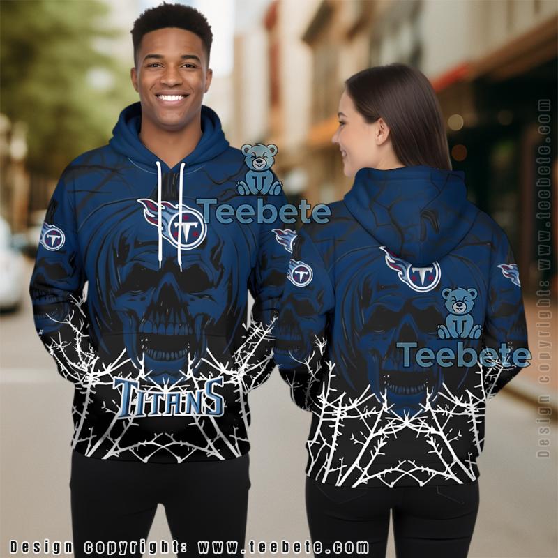 Tennessee Titans Pumpkin Skull Spooky 3D Hoodie Blue Design