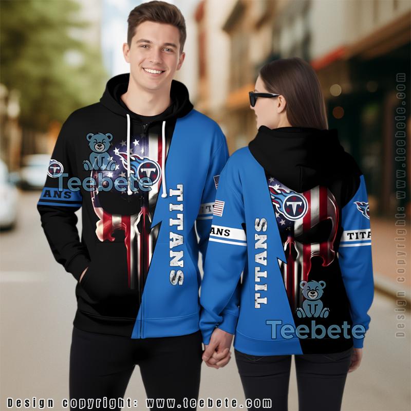 Tennessee Titans Skull America Flag 3D Hoodie Blue Jacket