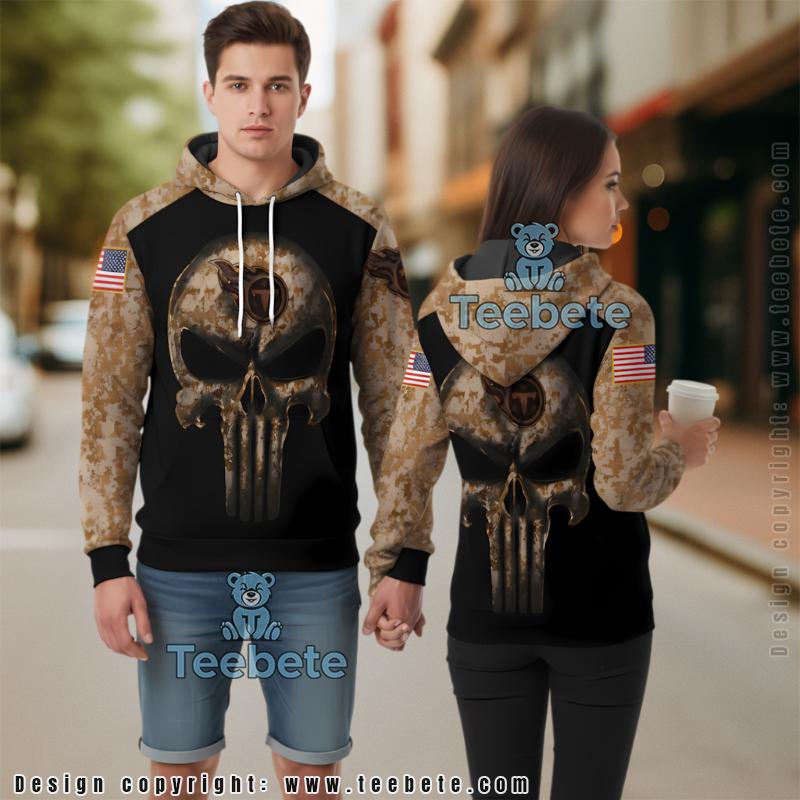 Tennessee Titans Skull Camo 3D Hoodie Black Pattern