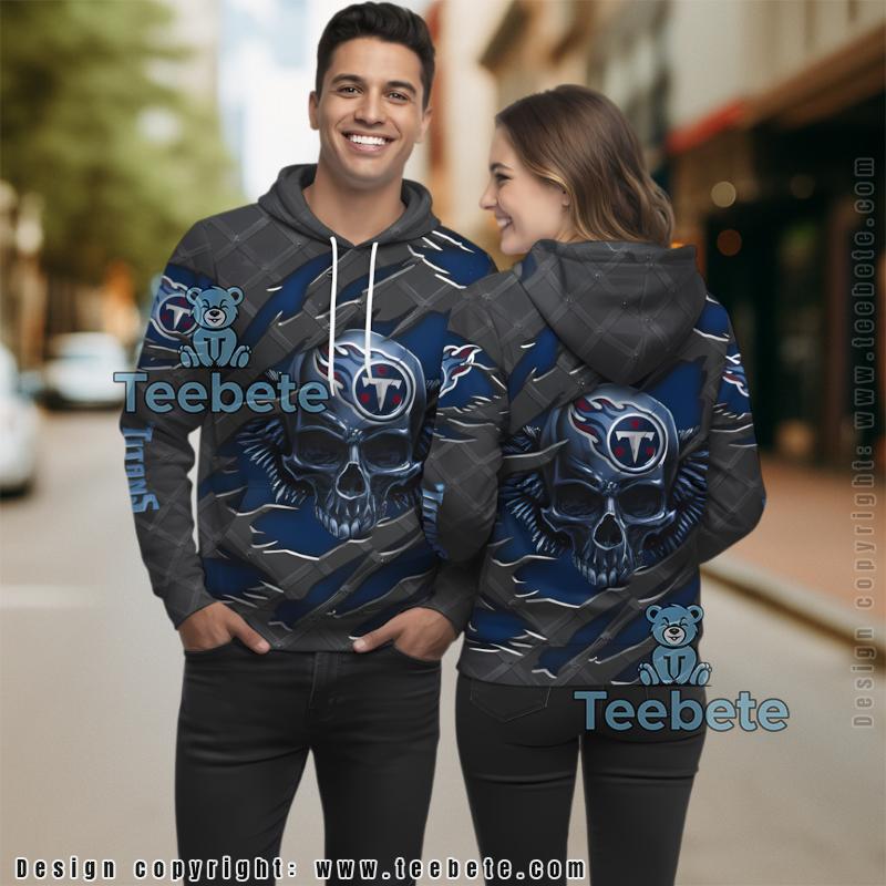 Tennessee Titans Skull Horror 3D Hoodie Black Print
