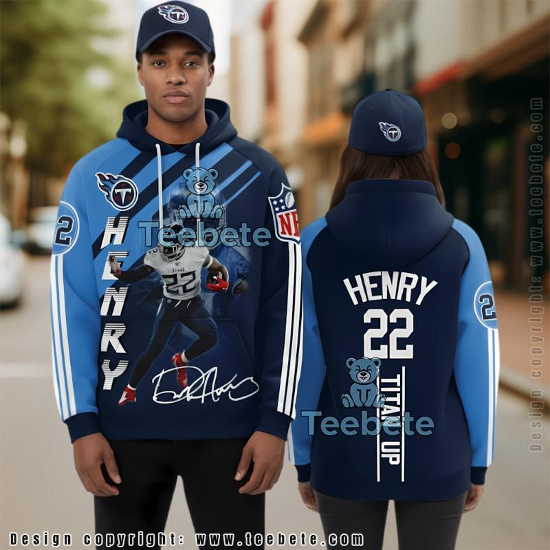 Tennessee Titans Star Derrick Henry Player 3D Hoodie Blue Pattern