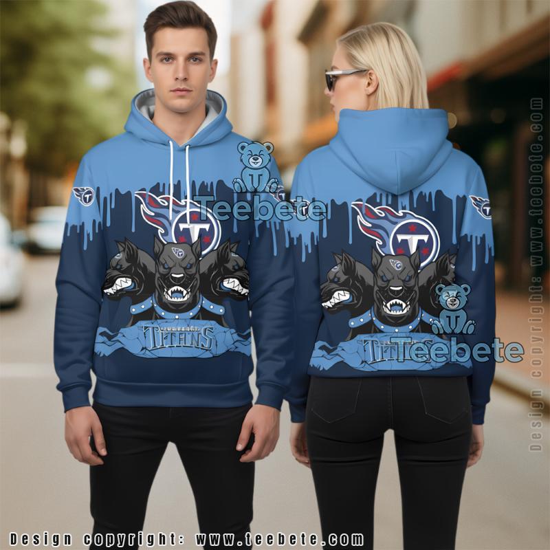 Tennessee Titans Three Dogs 3D Hoodie Blue Pullover