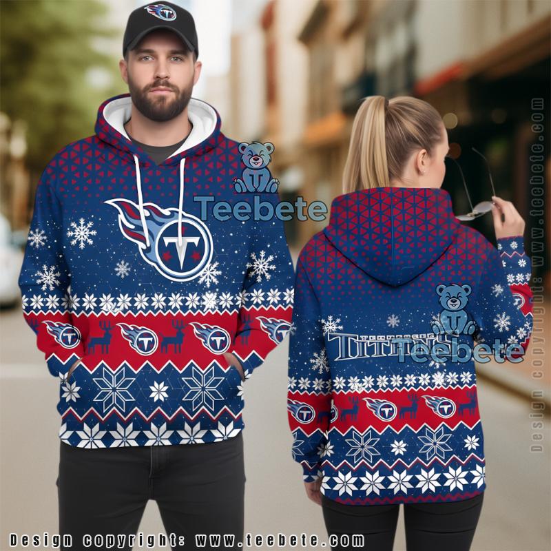 Tennessee Titans Ugly Christmas 3D Hoodie Blue Unisex