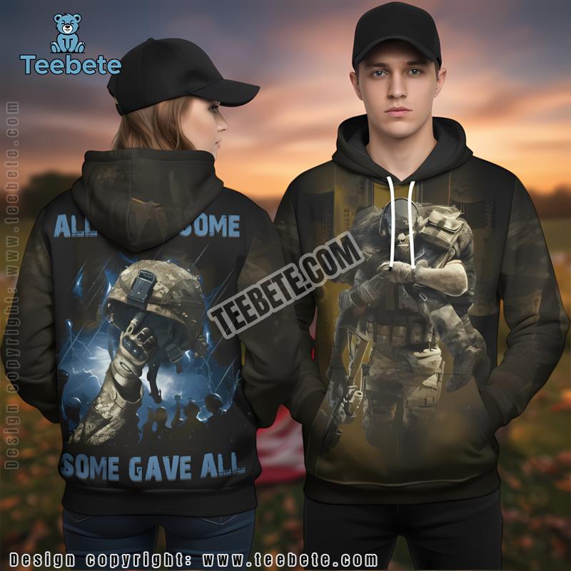 All Gave Some Gave All Veteran 3D Hoodie Olive Green Graphic