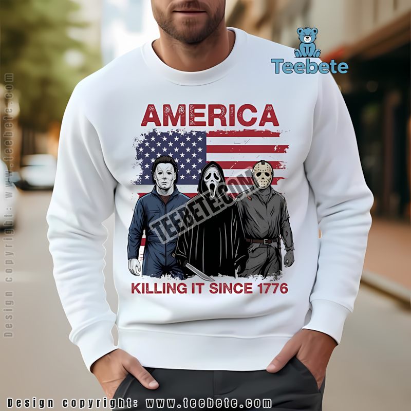 America Killing It Since 1776 Horror Movie Halloween Long Sleeve America Killing It Since 1776 Horror Movie Halloween Long Sleeve