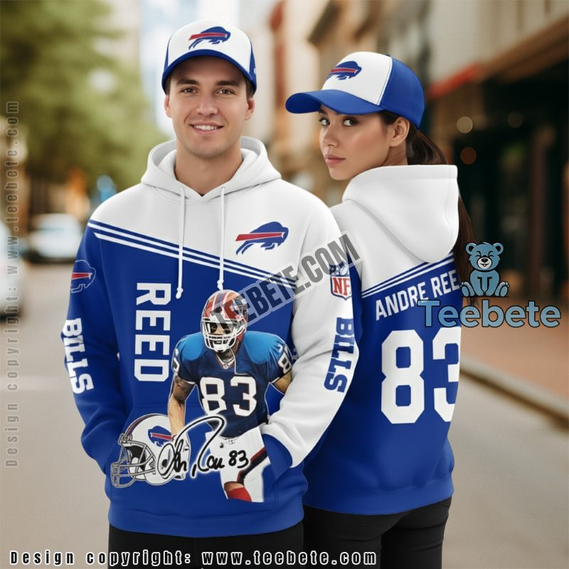 Andre Reed Buffalo Bills 3D Hoodie Printing Blue White