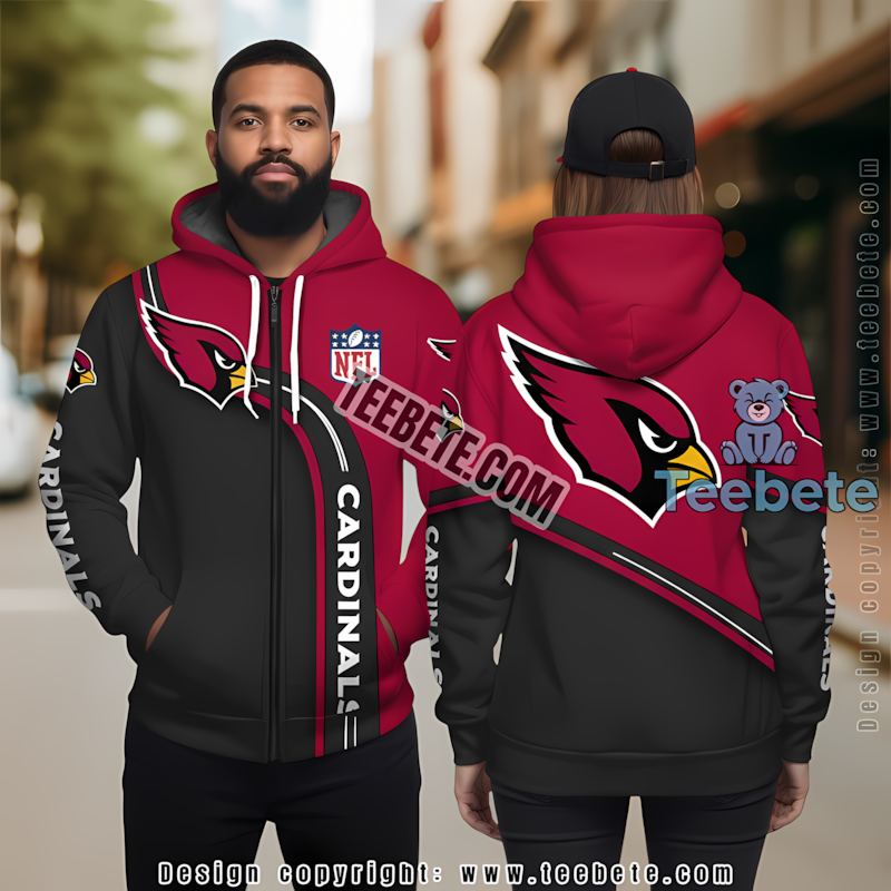 Arizona Cardinals 3D Hoodie Girls Red Grey