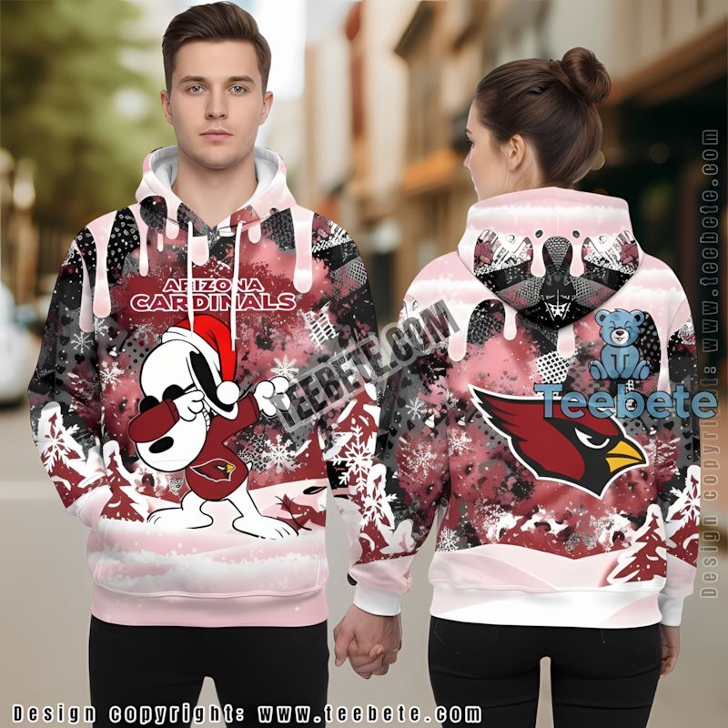 Arizona Cardinals Christmas Snoopy Peanuts 3D Hoodie Boys
