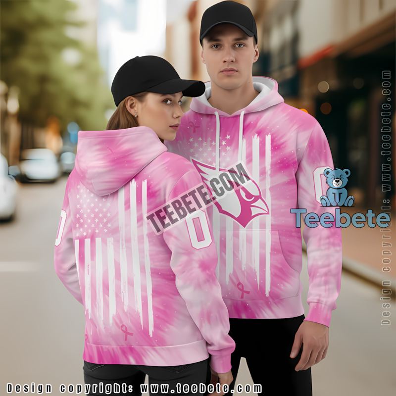 Arizona Cardinals Logo 3D Hoodie Men Pink