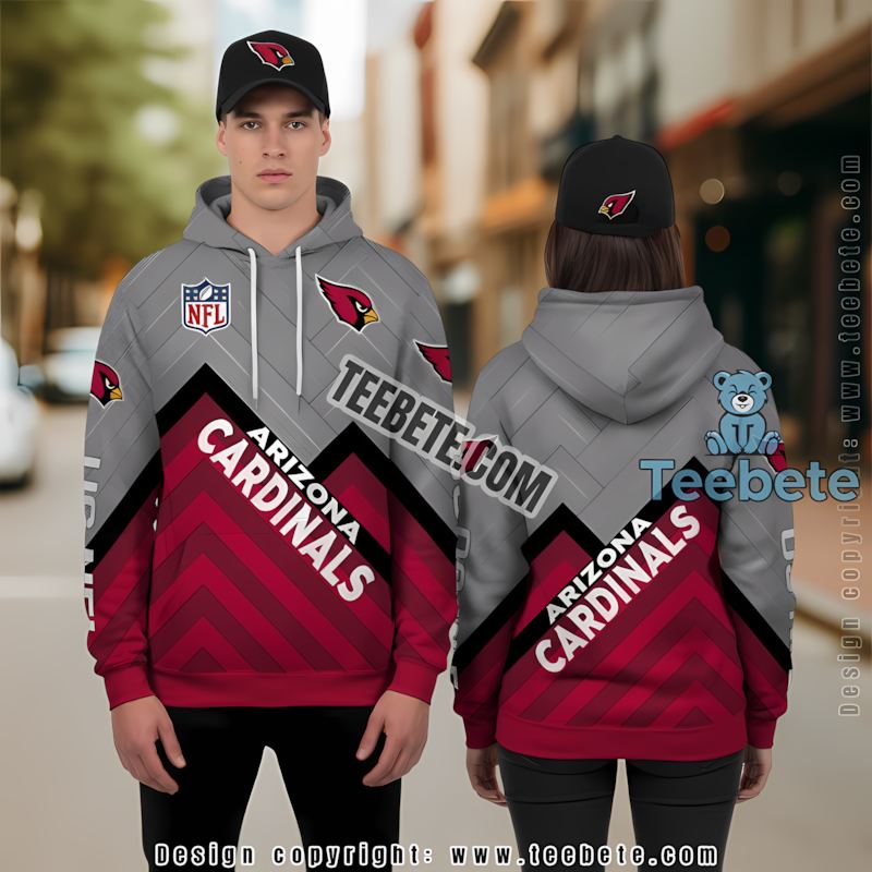 Arizona Cardinals 3D Hoodie Girls Red Grey
