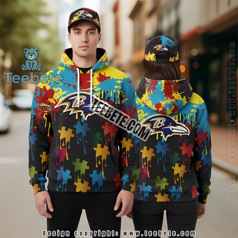 Autism Baltimore Ravens Blue Yellow 3D Hoodie Printed