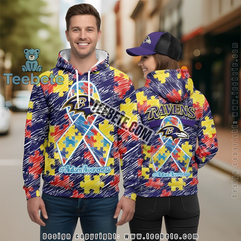 Autism Baltimore Ravens Blue Yellow 3D Hoodie Printed Autism Baltimore Ravens Blue Yellow 3D Hoodie Printed