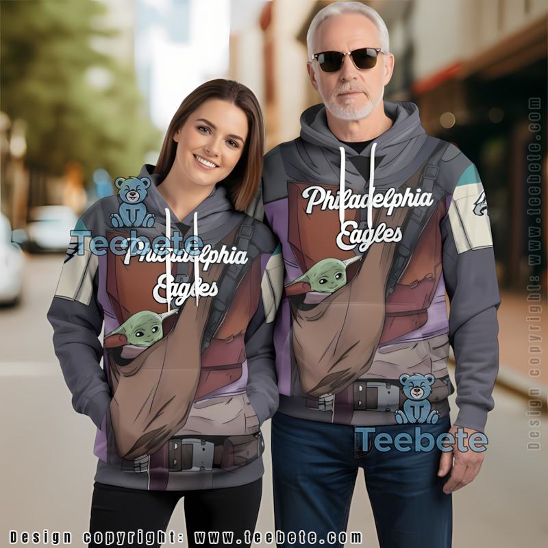 Philadelphia Eagles Baby Yoda Hoodie Grey Unisex