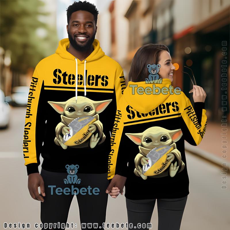 Pittsburgh Steelers Baby Yoda 3D Hoodie Black Yellow Unisex