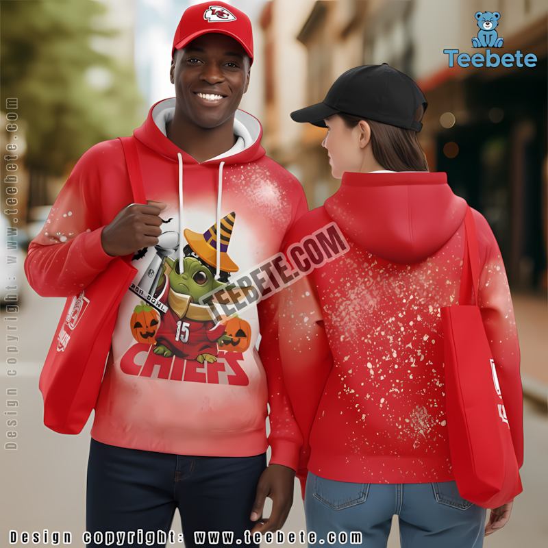 Kansas City Chiefs Baby Yoda Pumpkins Halloween 3D Hoodie Red Mens Graphic
