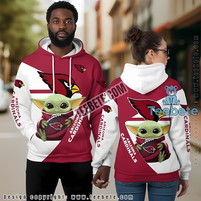 Arizona Cardinals Baby Yoda Star Wars 3D Hoodie Youth