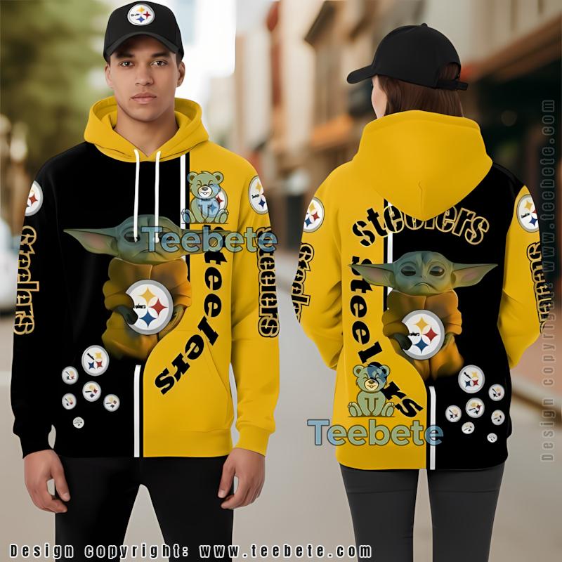 Pittsburgh Steelers Baby Yoda Star Wars 3D Hoodie Black Yellow Womens