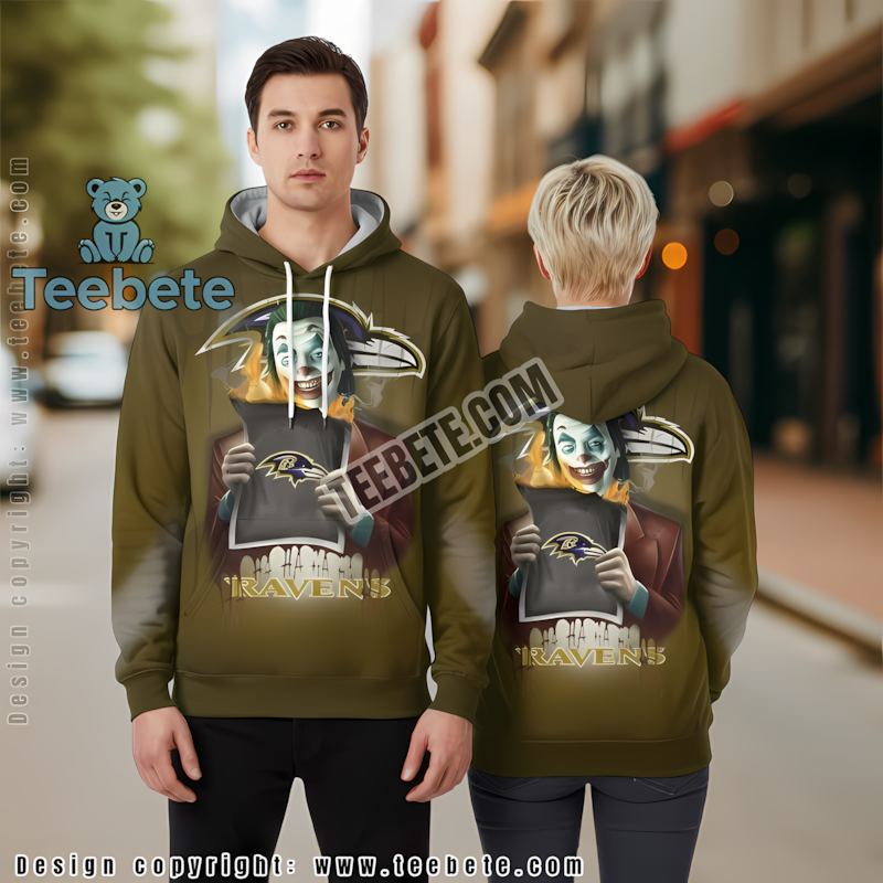 Baltimore Ravens Joker 3D Hoodie Dad Mom Brown