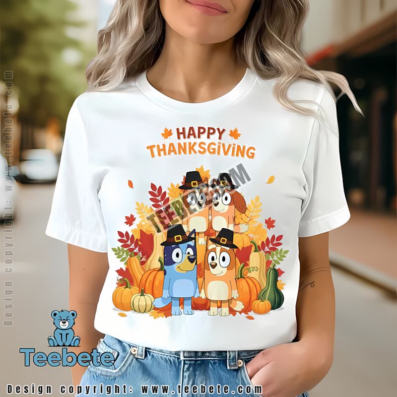 Bluey Family Thanksgiving Pilgrim Hats Shirt