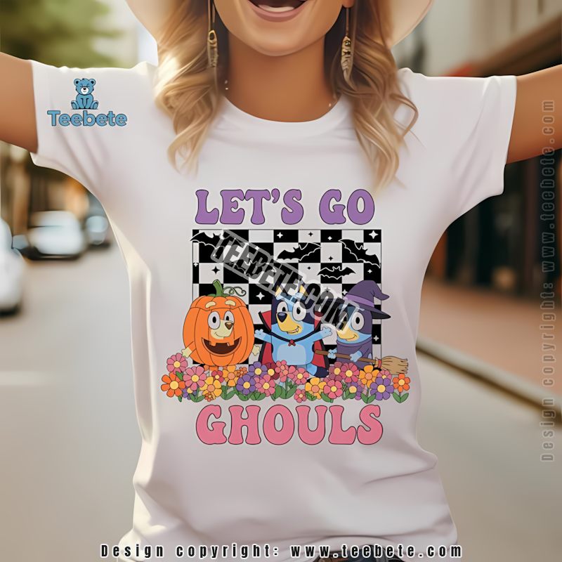 Bluey Halloween Lets Go Ghouls Floral Graphic Shirt