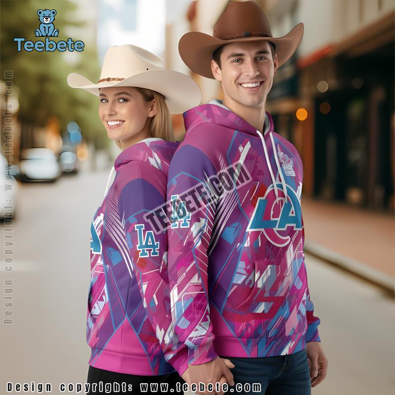 Breast Cancer Los Angeles Rams 3D Hoodie Pink Kids