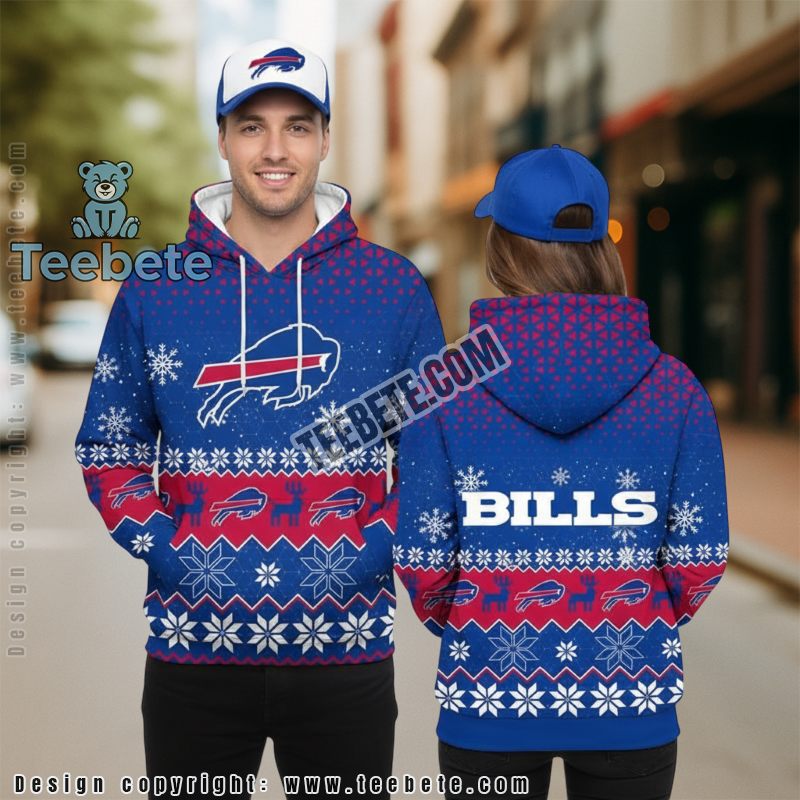 Buffalo Bills 3D Hoodie Boys Blue White