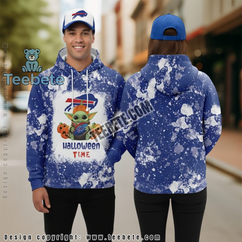 Buffalo Bills Grogu Pumpkins Halloween 3D Hoodie Girls Blue