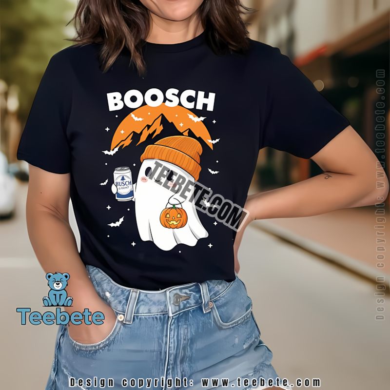 Busch Light Ghost Boosch Halloween Mountains And Bats Shirt