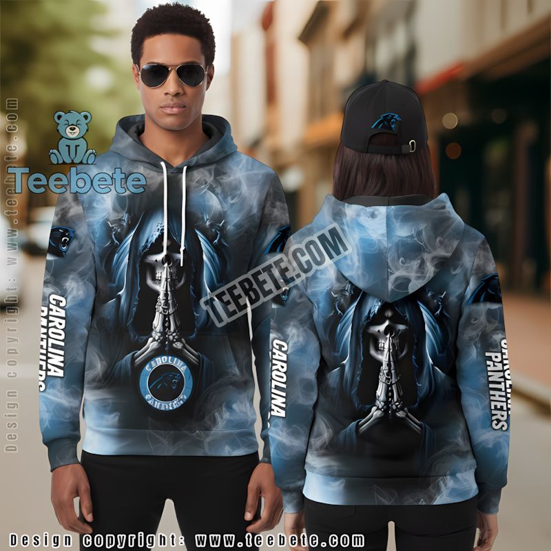 Carolina Panthers Death Smoke 3D Hoodie Black Blue Dad Mom