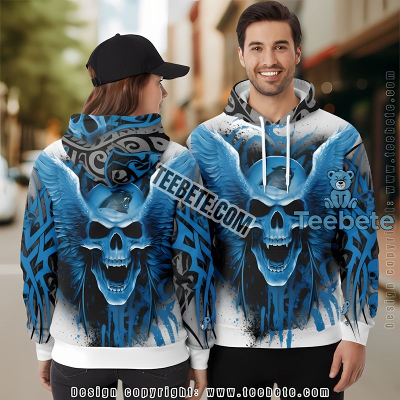 Carolina Panthers Death Smoke 3D Hoodie Black Blue Dad Mom