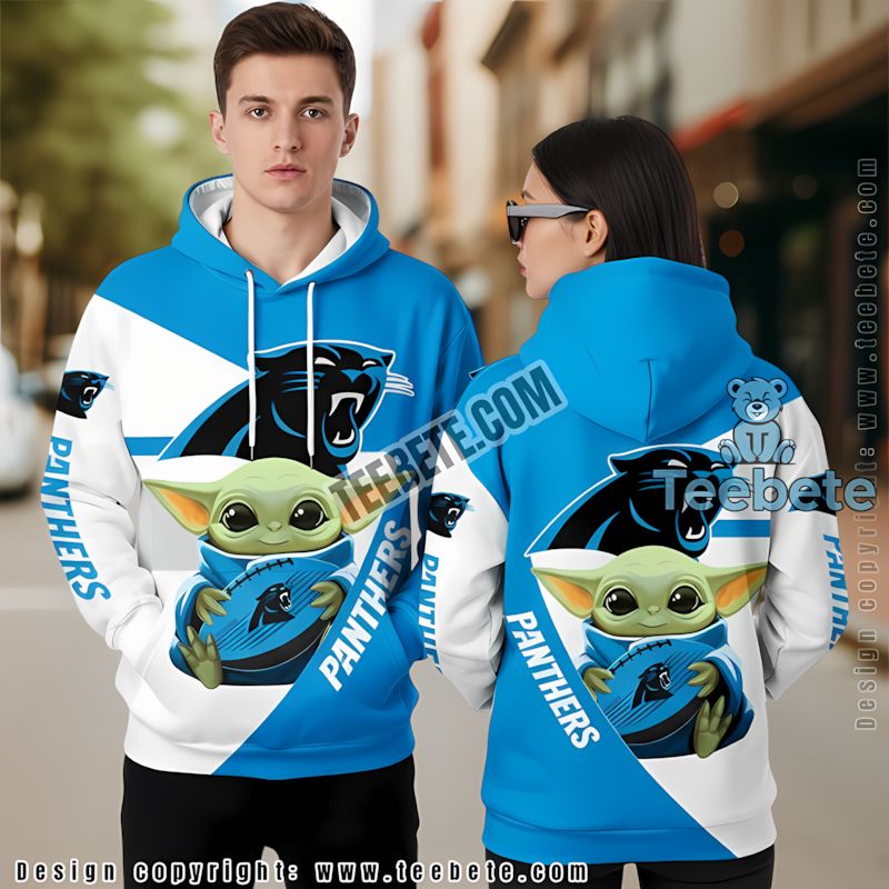 Carolina Panthers Grogu Star Wars 3D Hoodie White Blue Design
