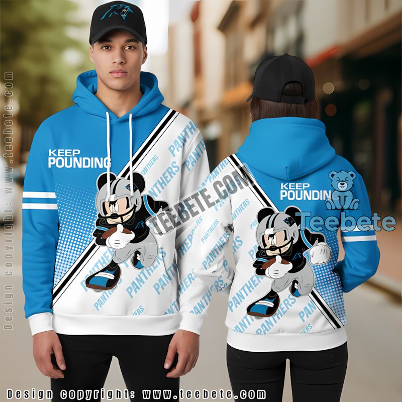 Carolina Panthers Mickey Mouse 3D Hoodie White Blue For Sale