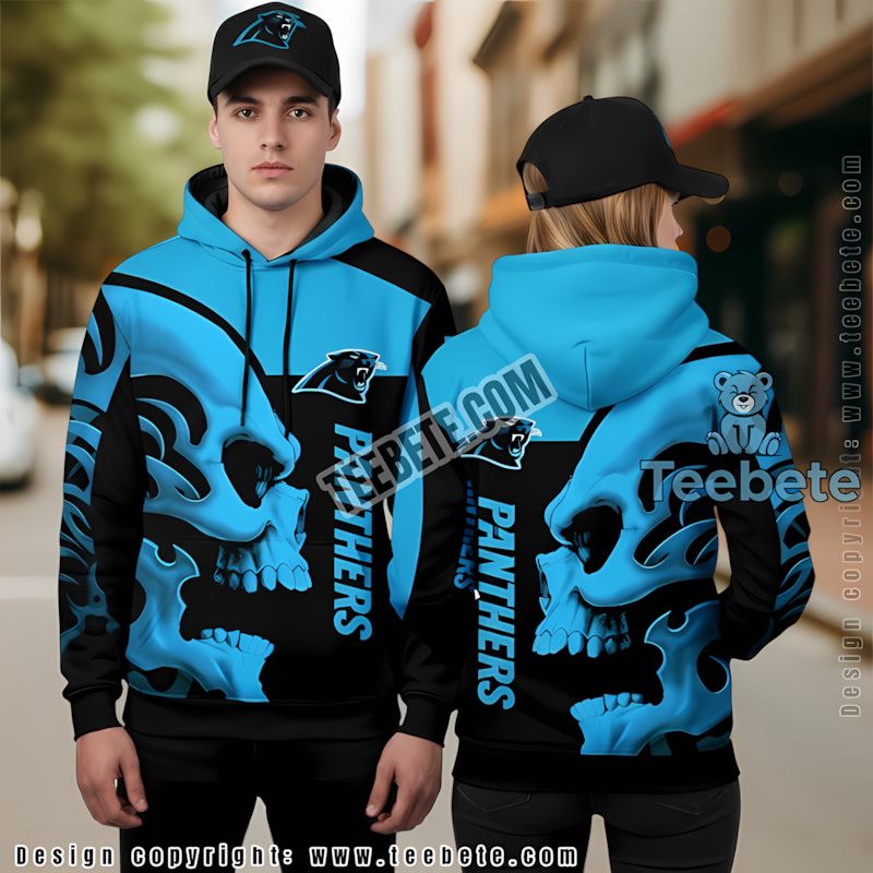 Carolina Panthers Skull Halloween 3D Hoodie Blue Black Dad Mom