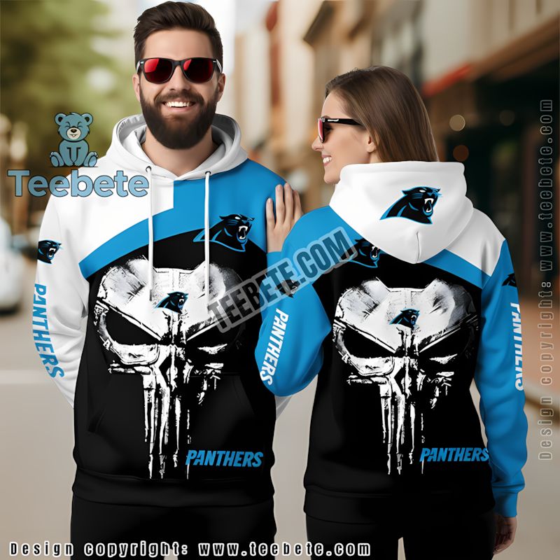 Carolina Panthers Skull Unleash 3D Hoodie Blue Black For Sale