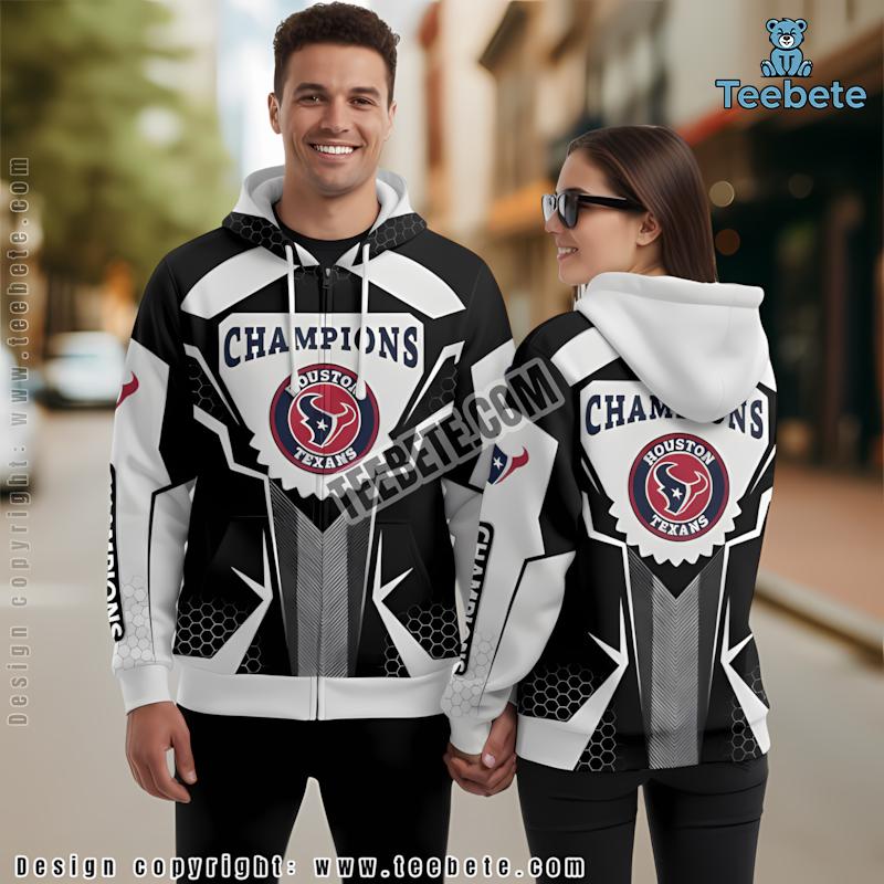 Champion Houston Texans 3D Hoodie Black White Mens