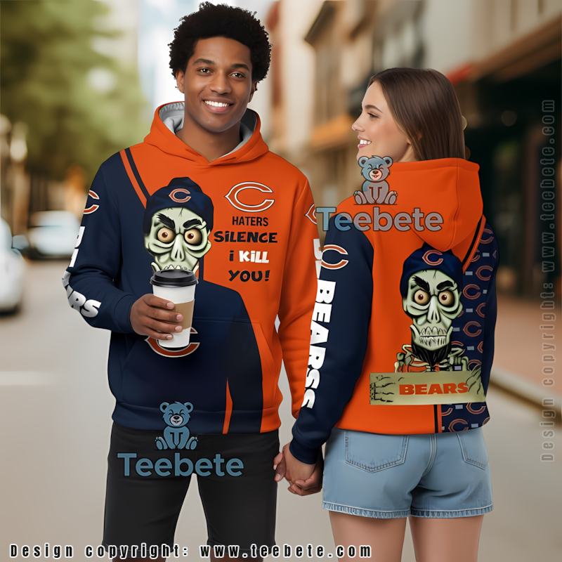 Chicago Bears Haters Silence I Kill You 3D Hoodie Youth Orange