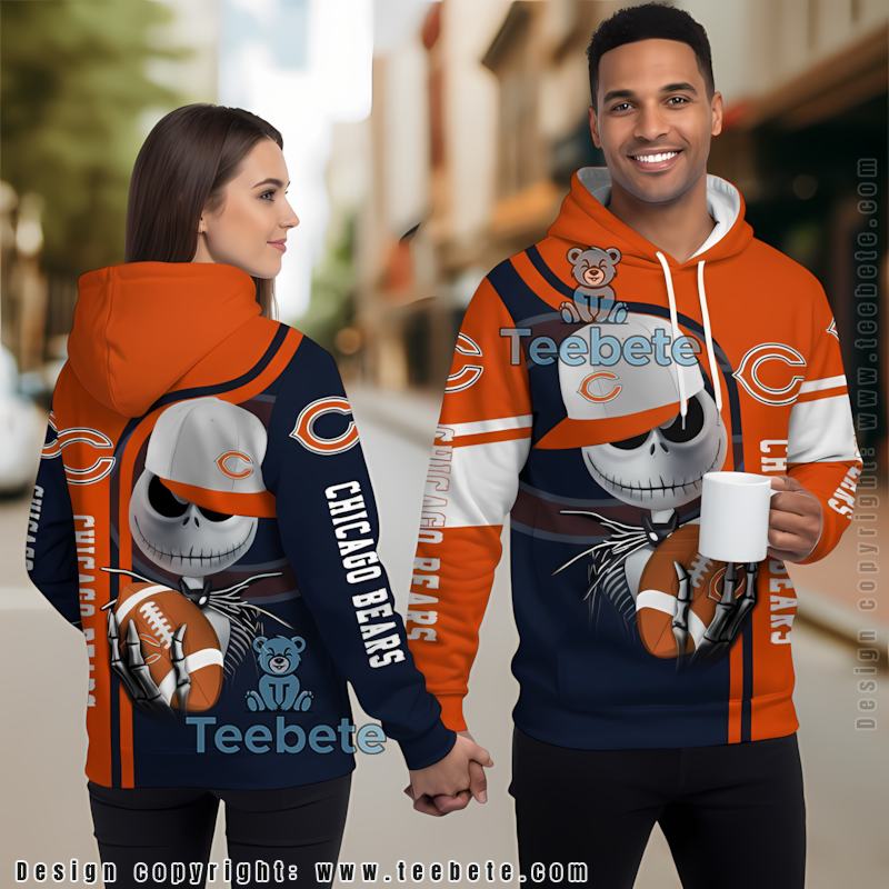 Chicago Bears Hunting Camo 3D Hoodie Zipper Grey