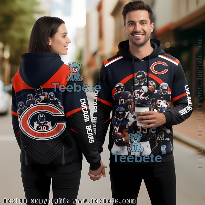 Chicago Bears Hunting Camo 3D Hoodie Zipper Grey