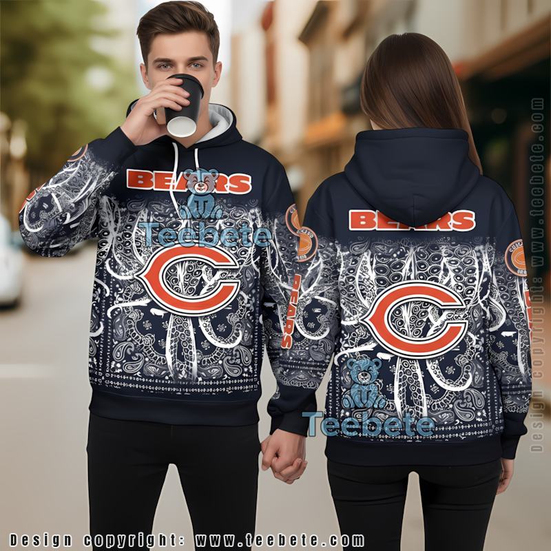 Chicago Bears Paisley Bandana 3D Hoodie Women Blue