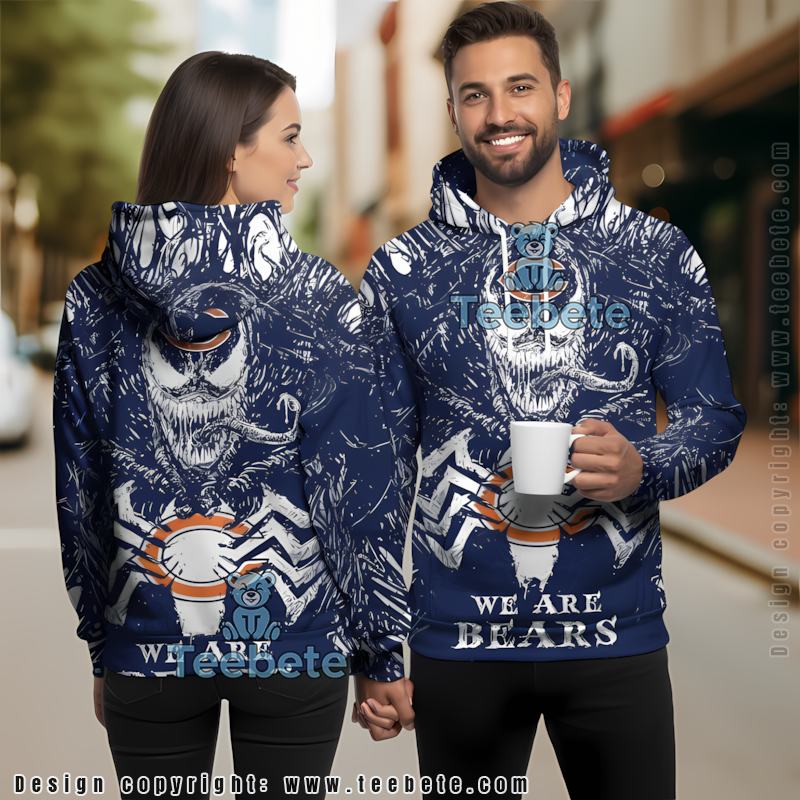 Chicago Bears Venom 3D Hoodie Zipper Blue