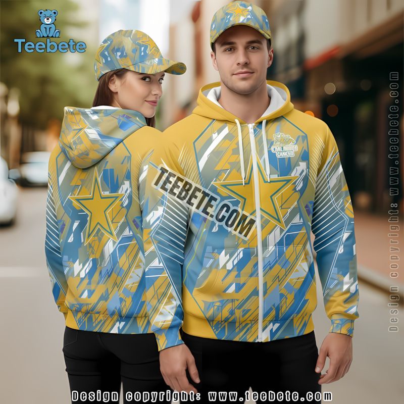 Dallas Cowboys Childhood Cancers 3D Hoodie Girls Blue Yellow