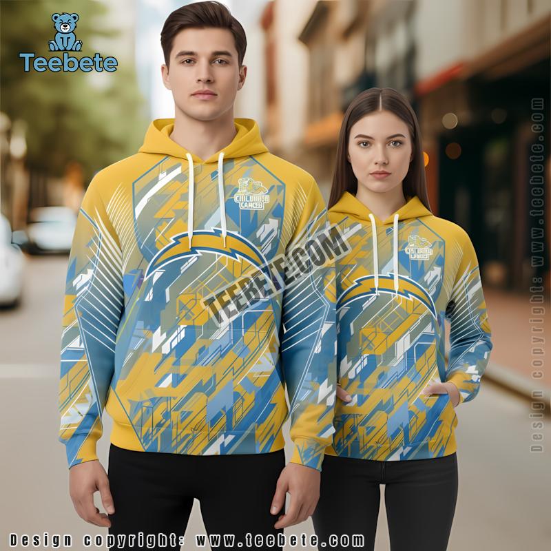 Los Angeles Chargers Childhood Cancers 3D Hoodie Yellow Blue