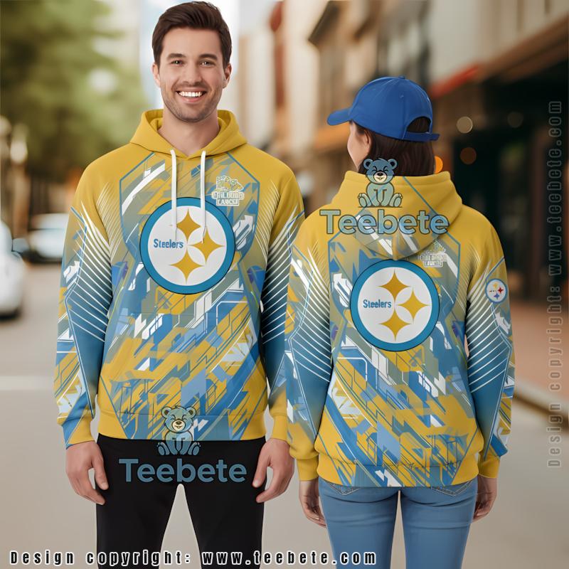 Pittsburgh Steelers Childhood Cancers 3D Hoodie Blue Yellow Girls